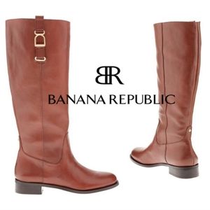 Banana Republic Leather Riding Boots Willow Pull-On Cognac 9.5